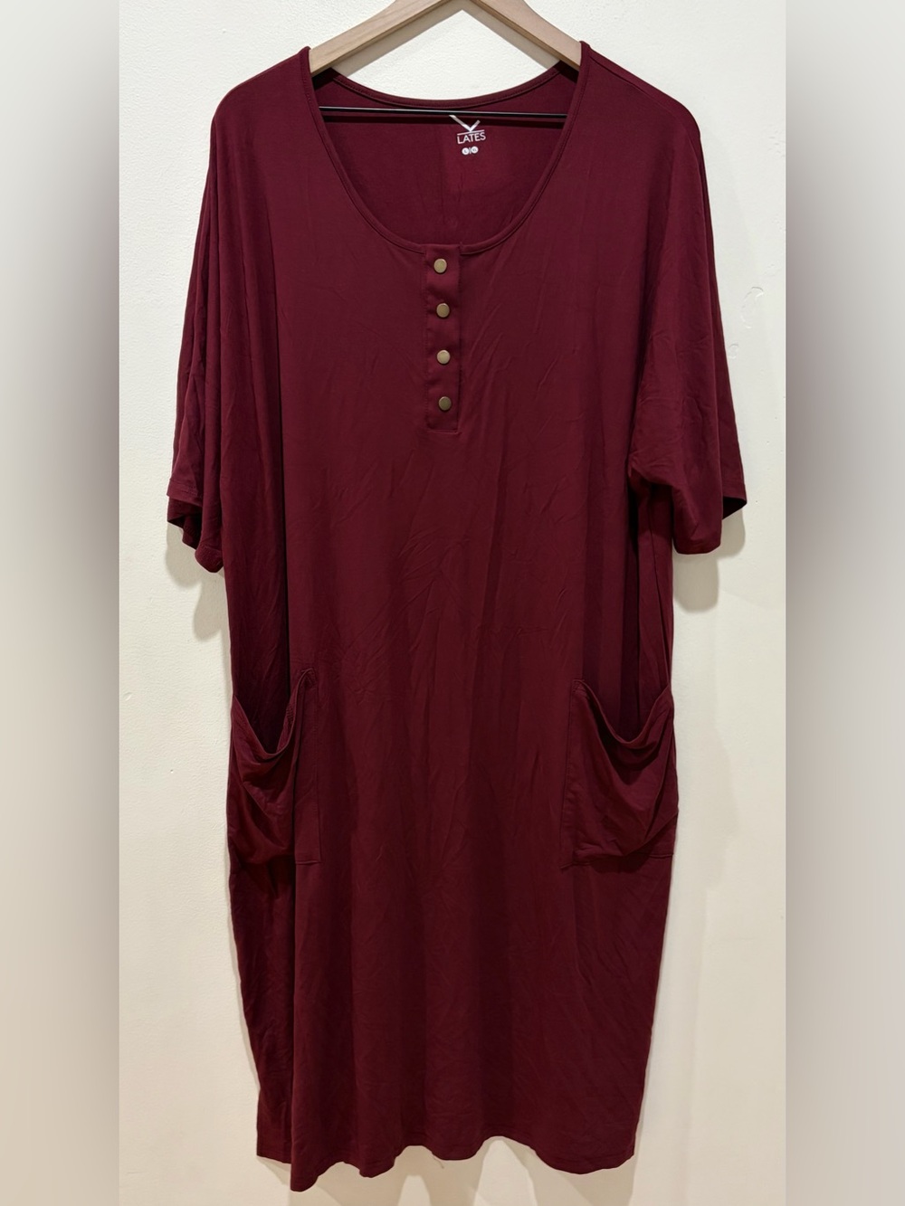 Lates Maroon Always Dress Nightgown Oversized Short Sleeves - Women’s Large XL